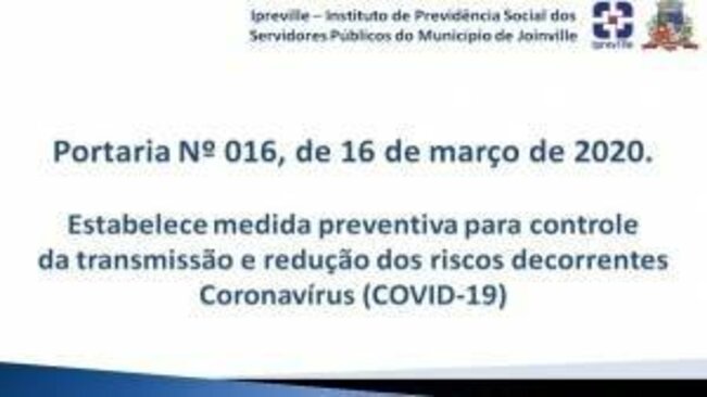 Portaria nº 016 de 16/03/2020, restringe algumas atividades do Instituto